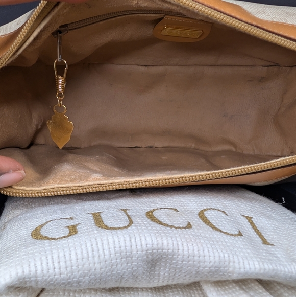 Vintage Gucci Tan and Cream Women's Shoulder Bag - Picture 16 of 16